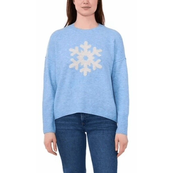 Women’s Holiday Christmas Sweater - SNOWFLAKE sky blue Vince Camuto NWT - Medium - Picture 1 of 14